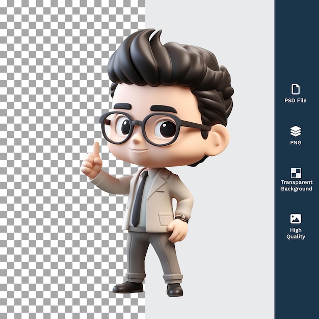 Psd 3d male cartoon character pointing