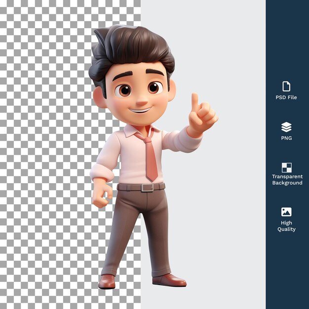 Psd 3d male cartoon character pointing