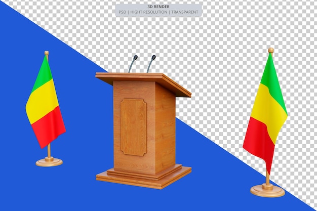 Psd 3d mali presidential election podium with flag