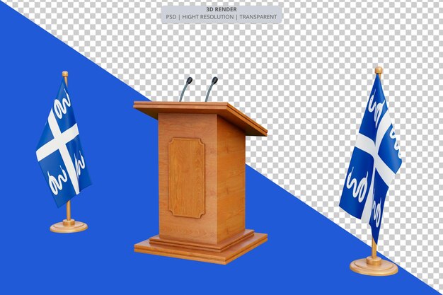 PSD psd 3d martinique presidentiële verkiezingspodium met vlag