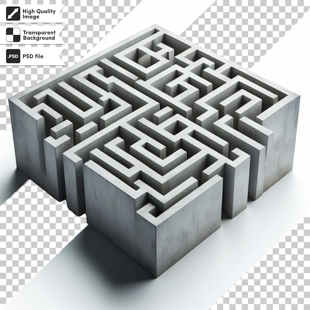 PSD labirinto psd 3d con rendering di un labirinto su sfondo trasparente con livello di maschera modificabile