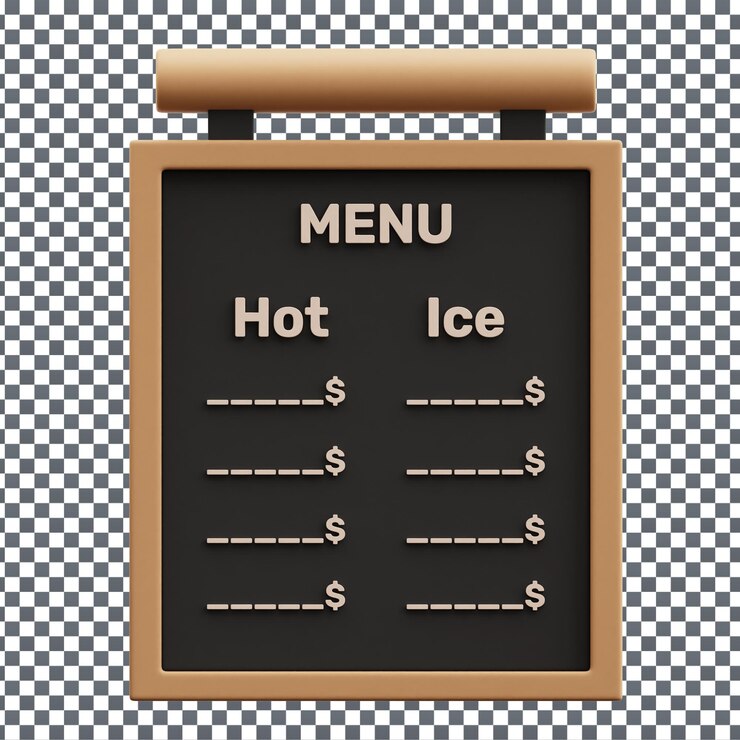 PSD psd 3d menu board icon on isolated and transparent background
