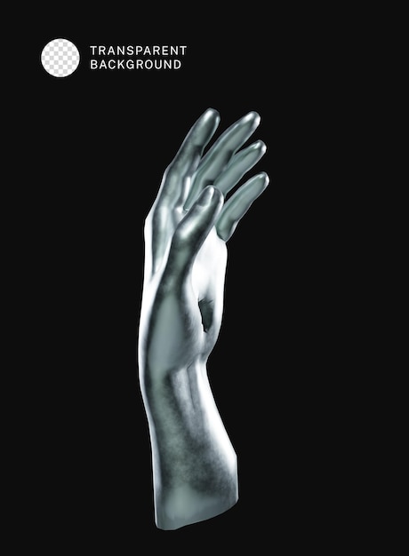 PSD 3d metallic hand illustration isolated