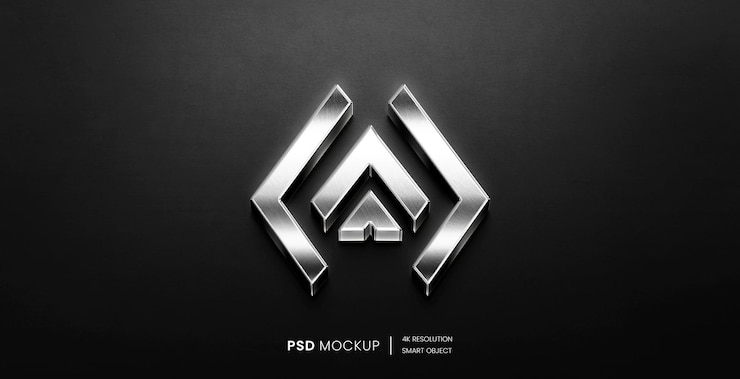 PSD psd 3d 금속 빛나는 로고 이랑