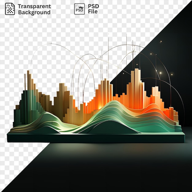 Psd 3d model of the aurora borealis over norway featuring a dark sky and a white building in the foreground