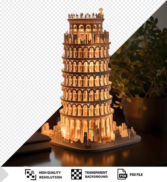 PSD psd 3d model of the tower of pisa at night