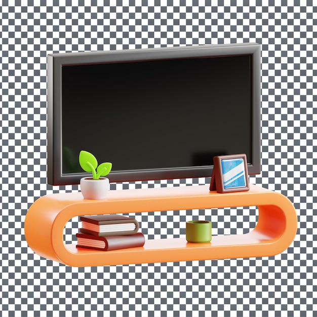 psd 3d monitor icon on isolated and transparent background