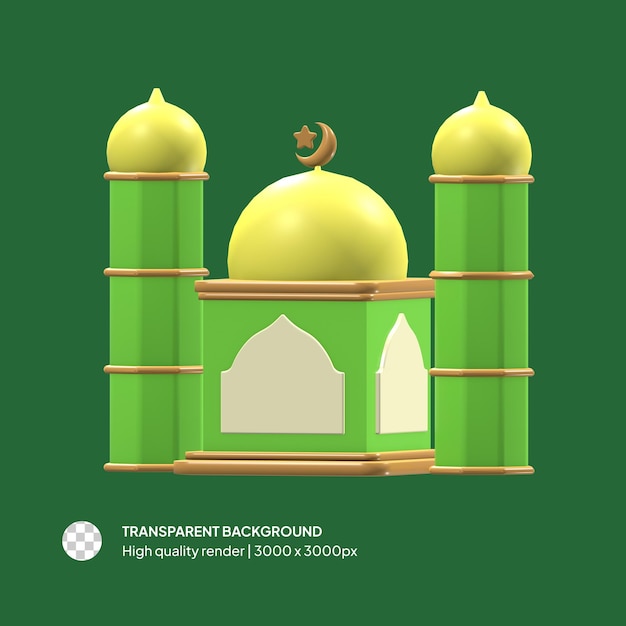 PSD 3D Mosque isolated background