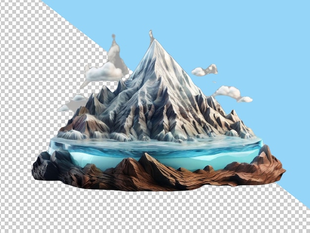 Psd of a 3d mountain on transparent background