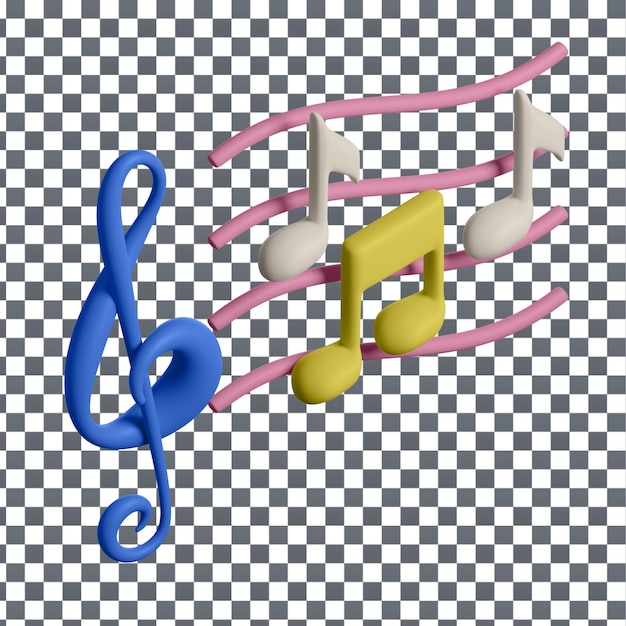 PSD psd 3d muziekpictogram op geïsoleerde en transparante achtergrond