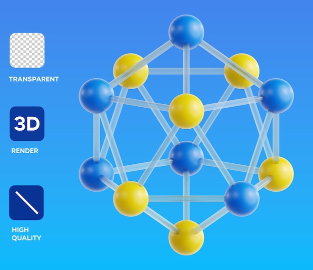 PSD 3D neural network diagram 3D Illustration
