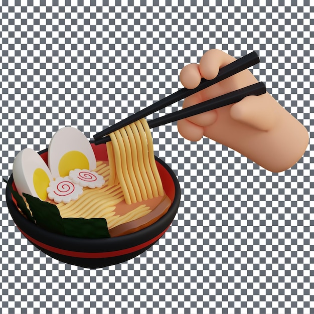 PSD psd 3d noodles icon on isolated and transparent background