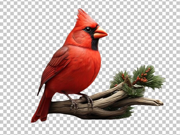 Psd di un 3d northern cardinal appoggiato