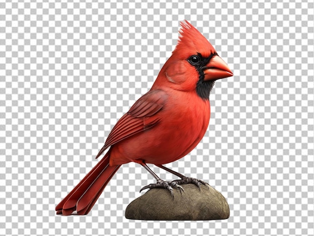 Psd of a 3d northern cardinal perching