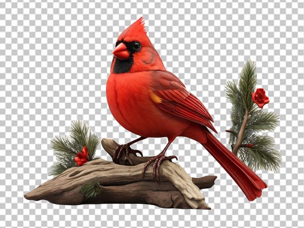 Psd of a 3d northern cardinal perching