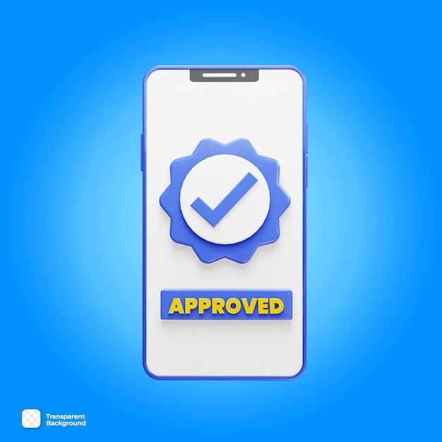 PSD psd 3d object of approved icon with a checklist verification