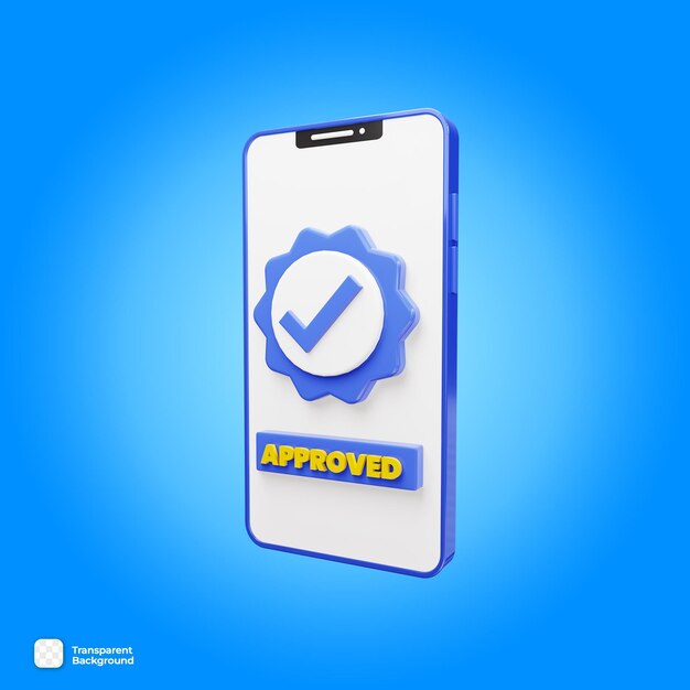 Psd 3d object of approved icon with a checklist verification