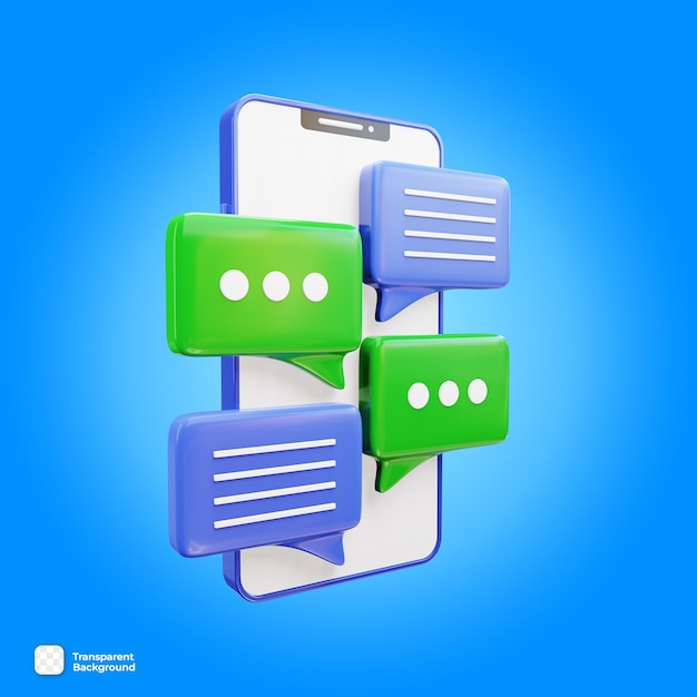 PSD psd 3d object of messages or notifications on the smartphone