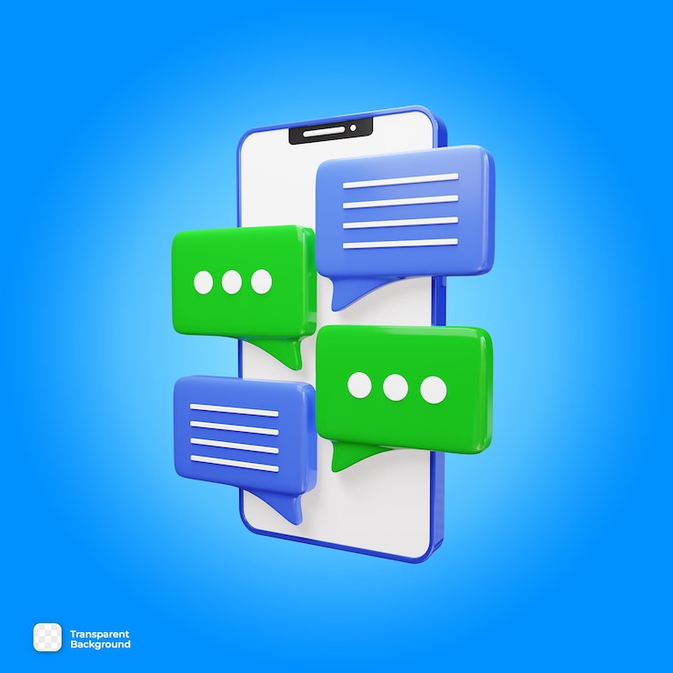 PSD psd 3d object of messages or notifications on the smartphone