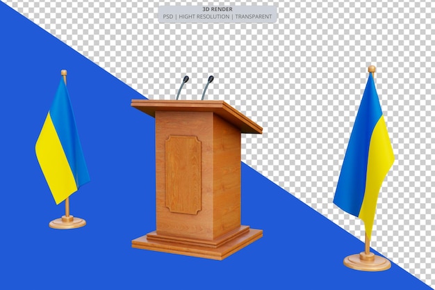 PSD psd 3d oekraïne presidentsverkiezingen podium met vlag