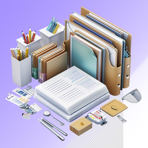 Psd 3d office isolated on a transparent background