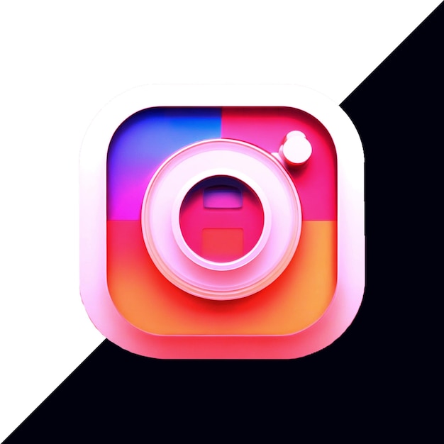 PSD psd 3d okrągłe logo instagram ikona mediów społecznościowych 3d renderuje przezroczyste tło