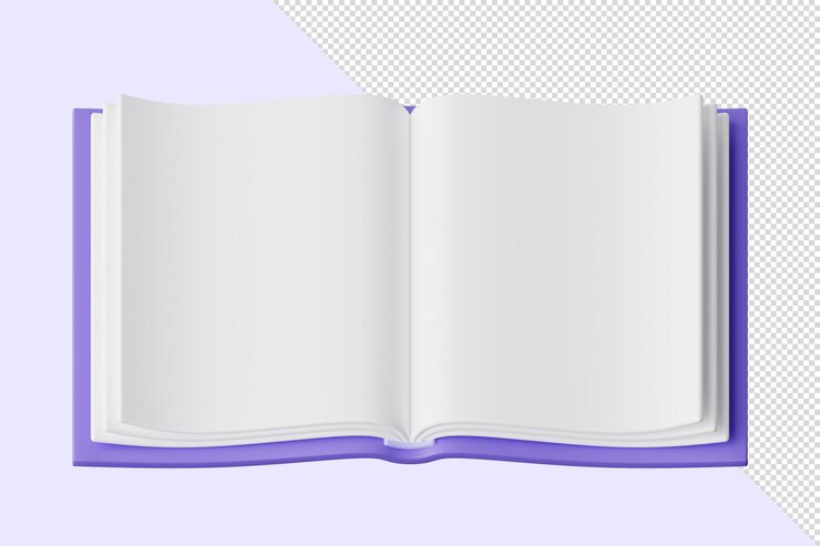 PSD psd 3d open book with blank pages and a purple cover