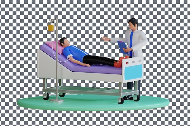 Psd 3d patient bed icon on isolated and transparent background