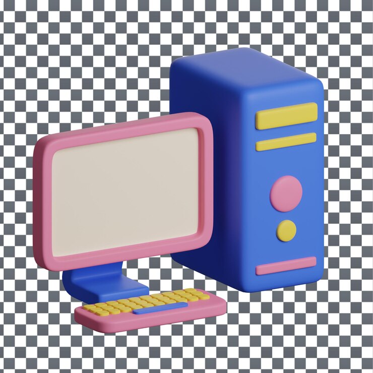 PSD psd 3d pc monitor icon on isolated and transparent background