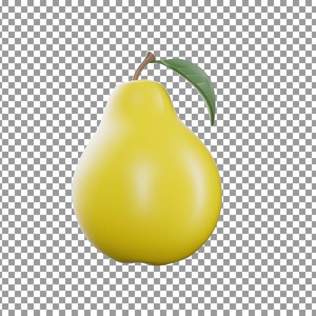 PSD 3D Pear icon on Isolated and transparent background