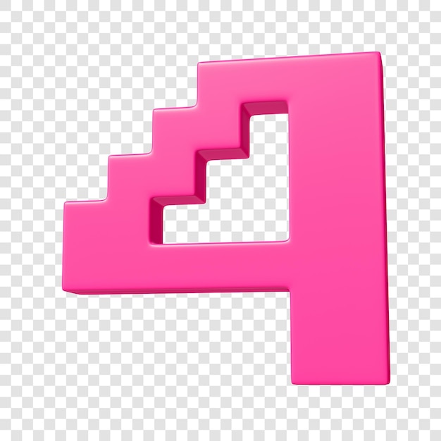 PSD 3D ピンク ピクセル 透明な背景
