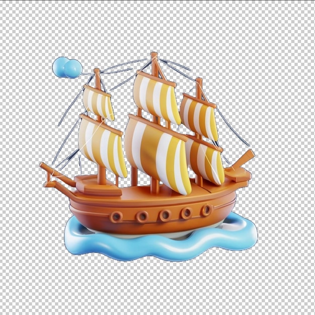 Psd 3d pirate ship on white background