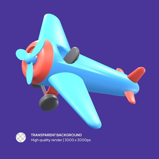 PSD 3D 비행기 장난감 고립 된 배경