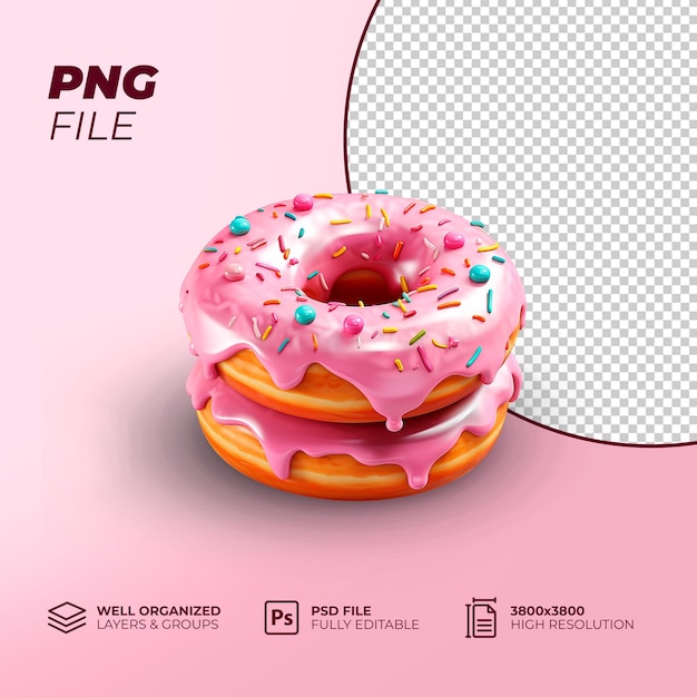 Psd 3d png donuts pink donuts 3d donuts minimalist