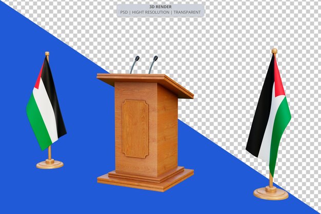 Psd 3d Podium Wyborów Prezydenckich Na Terytorium Palestyny Z Flagą