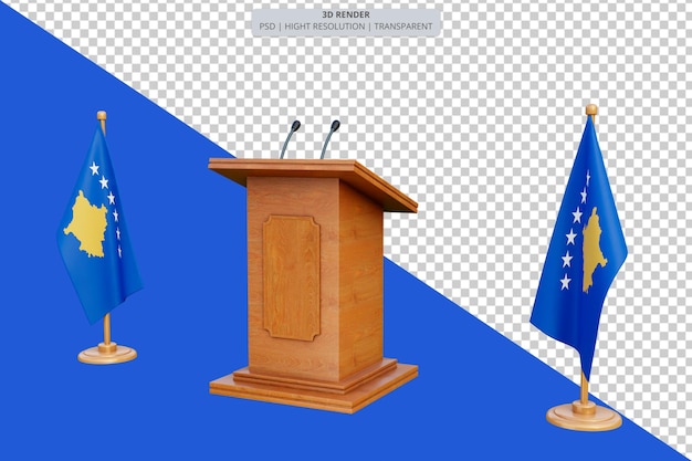 PSD psd 3d podium wyborów prezydenckich w kosowie z flagą