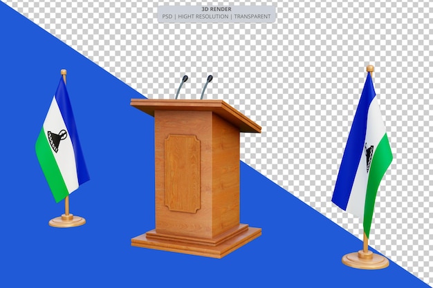 PSD psd 3d podium wyborów prezydenckich w lesotho z flagą