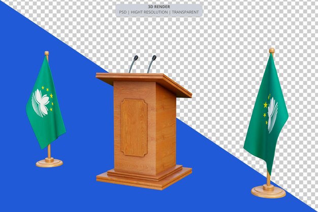 PSD psd 3d podium wyborów prezydenckich w makau z flagą