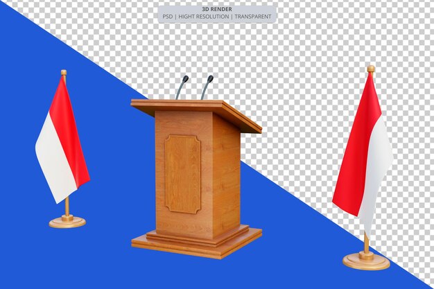 PSD psd 3d podium wyborów prezydenckich w monako z flagą