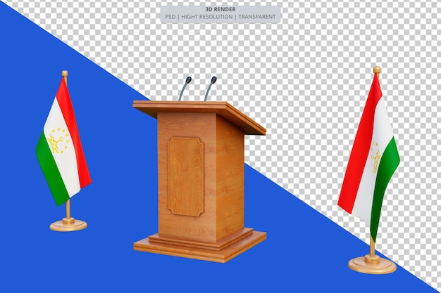 PSD psd 3d podium wyborów prezydenckich w tadżykistanie z flagą