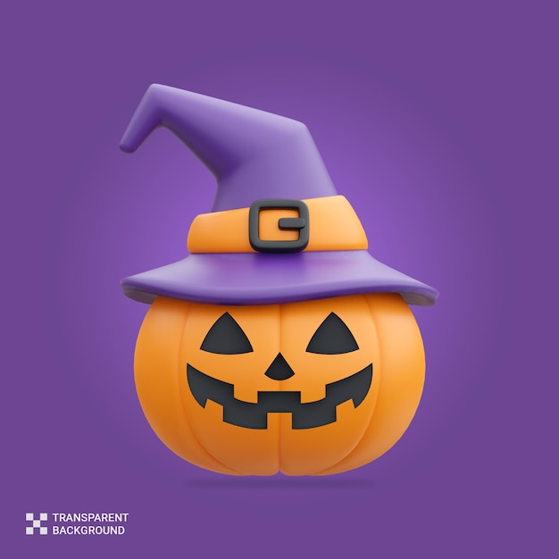 Psd 3d pumpkin witch hat icon
