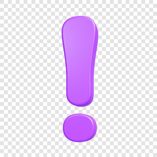 PSD 3d purple exclamation mark on transparent background