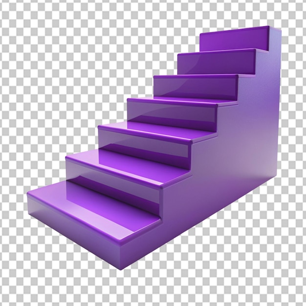 Psd of a 3d purple stairs podium clipart on transparent background