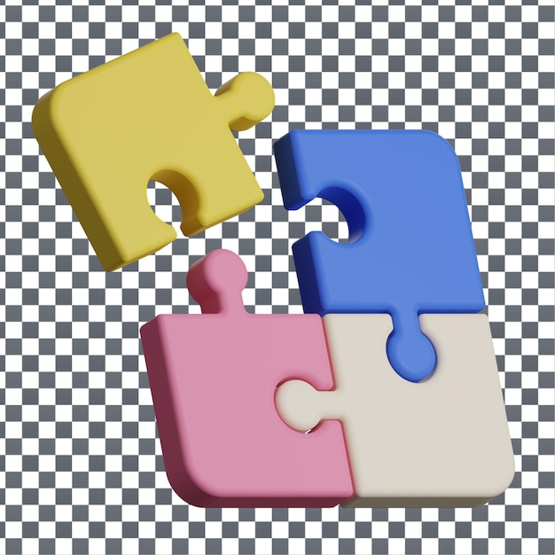 隔離された透明な背景のPSD 3Dパズルアイコン
