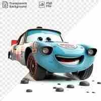 PSD psd 3d race car driver cartoon competing in a high speed rally