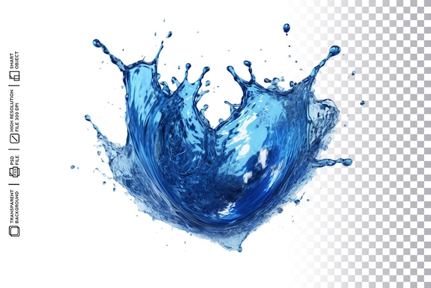 PSD psd 3d realistic blue splash drop of liquid water in transparent background