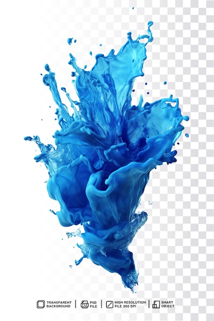 PSD psd 투명 배경에서 액체 물의 3d 현실적인 블루 스플래시 드롭