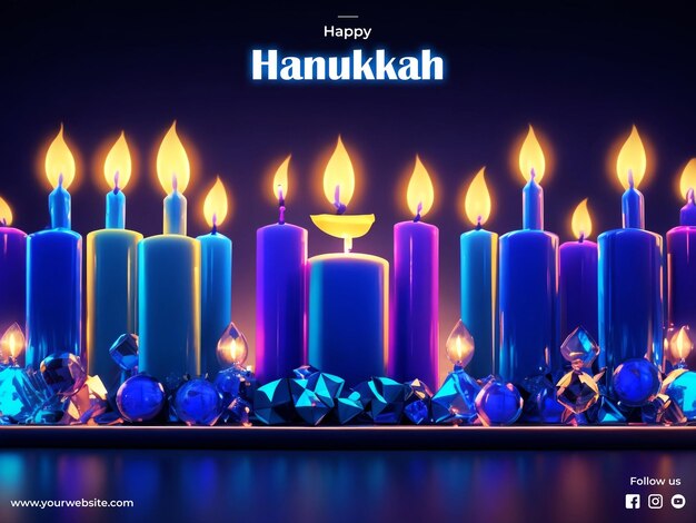 PSD psd 3d realistic hanukkah background with candles and light effect