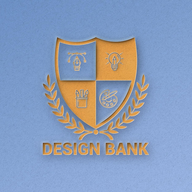 PSD psd 3d realistische logo mockup op bakstenen muur