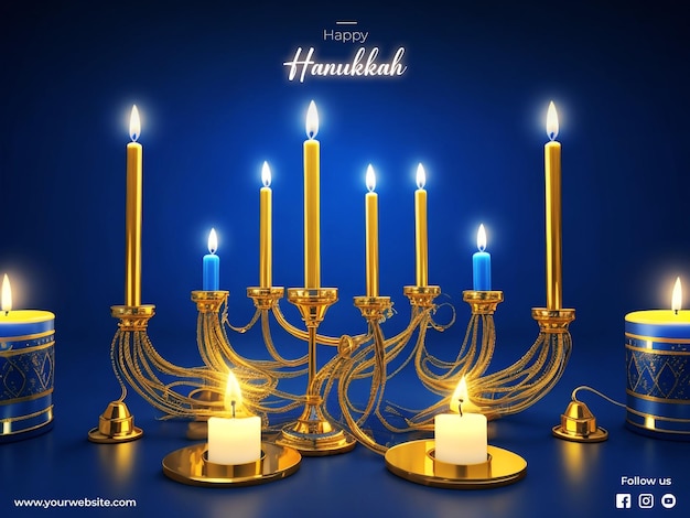 PSD psd 3d realistyczne tło hanukkah ze świecami i efektem światła